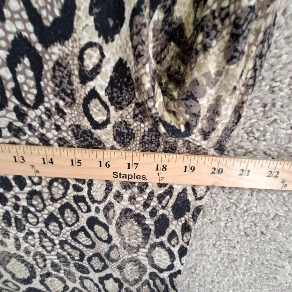 Cupio Tunic Dress Women's XL White Black Leopard Print Sheer Asymmetrical Hem